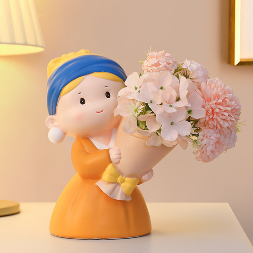 网红花瓶珍珠女孩捧花插花装饰品