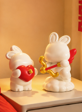 爱神丘比特情侣兔摆件婚房装饰品