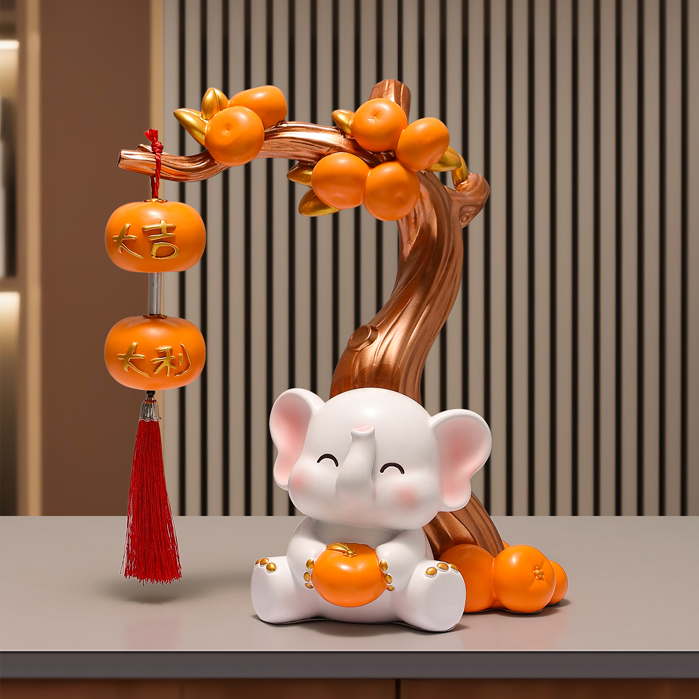 大吉大利可爱大象摆件电视柜装饰