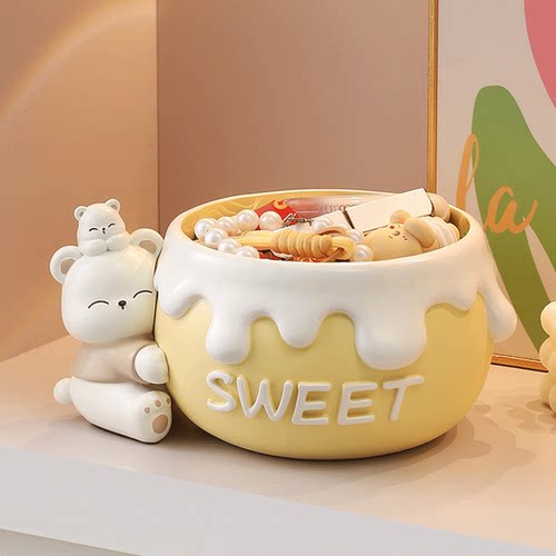可爱奶油小熊入户玄关收纳摆件