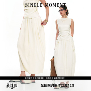 法式 SINGLE 新款 25SS夏季 气质显瘦褶中褶花苞风铃半身裙女 MOMENT