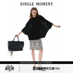 通勤设计感蝙蝠袖 SINGLE 法式 26SS夏季 连身宽松T恤上衣女 MOMENT