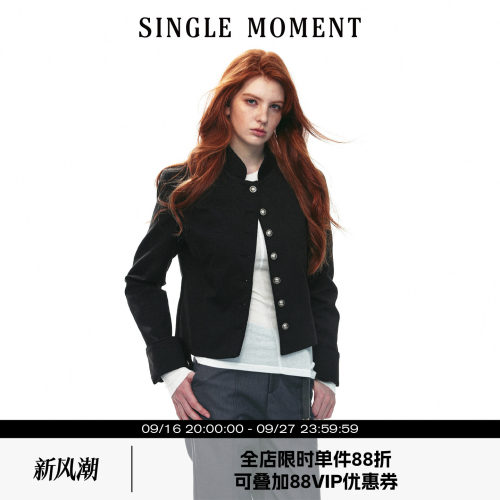 SINGLE MOMENT 26AW法式经典复古设计小立领通勤短款外套上衣女秋