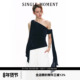 SINGLE 上衣背心女 斜肩设计飘带露肩无袖 MOMENT 25SS春夏醋酸法式