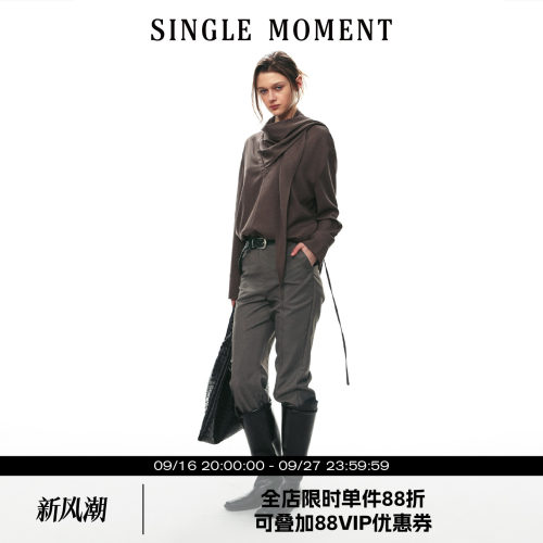 SINGLE MOMENT 26AW法式通勤经典飘带解构式套头长袖休闲宽松衬衫