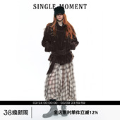 复古植绒大立领短款 25AW法式 双排扣系腰风衣外套女 MOMENT SINGLE
