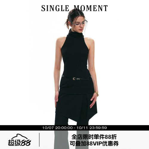 SINGLE MOMENT 25SS夏季新款法式莫代尔时尚无袖高领修身吊带背心