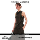 SINGLE MOMENT 26SS夏季法式天丝醋酸混纺摩登简奢荡领上衣背心女
