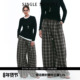 MOMENT 25AW法式 百搭宽松薄呢格子裤 SINGLE 直筒休闲垂感长裤 女秋
