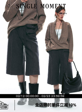 SINGLE MOMENT 25AW法式简约气质薄呢西装式直筒七分裤休闲裤女