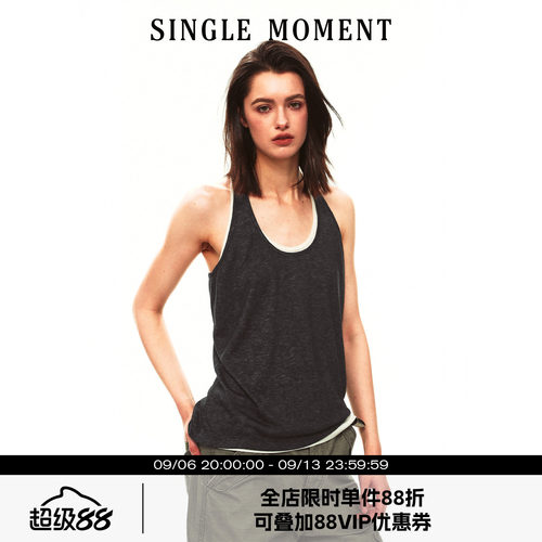 SINGLE MOMENT 26SS夏季法式简约百搭叠穿宽松无袖背心上衣女