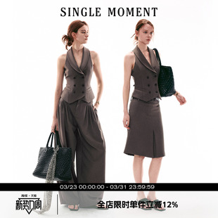 复古青果领双排扣修身 26SS法式 西装 马甲西裤 女 SINGLE 套装 MOMENT