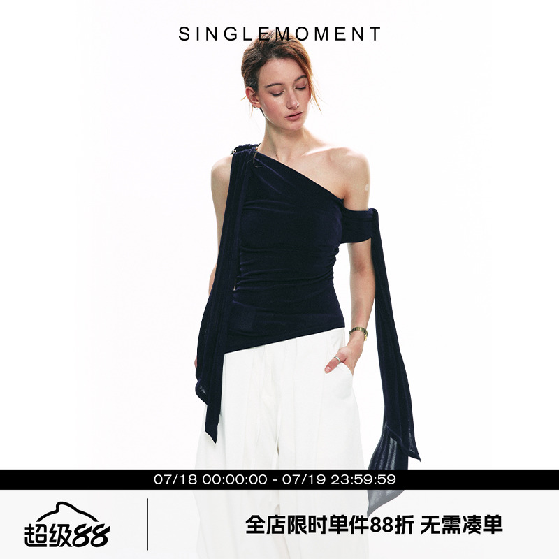 SINGLEMOMENT醋酸法式背心上衣