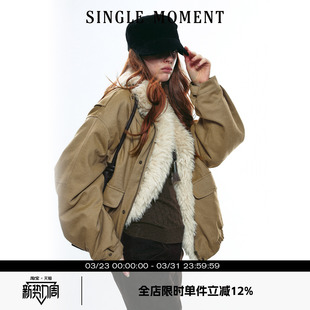 短款 SINGLE 复古毛领保暖轻工装 25AW法式 棉服棉衣外套女 MOMENT