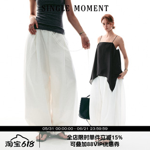SINGLE MOMENT 26SS法式通勤百搭立体结构轻盈宽松休闲花苞裤长裤