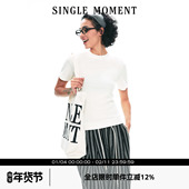 MOMENT 2025SS夏季 通勤凉感透气宽肩修身 SINGLE 显瘦T恤短袖 女