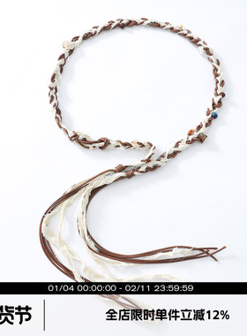 SINGLE MOMENT 25SS夏季新款复古文艺纯手工腰带装饰腰链编织绳女