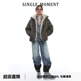 秋冬复古巴恩风座山雕仿狐狸毛夹克外套女 25AW法式 SINGLE MOMENT