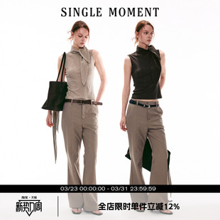 MOMENT 型无袖 26SS法式 系带立领收腰修身 T恤上衣女 时尚 SINGLE
