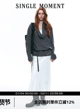 SINGLE MOMENT 25AW法式复古宽松荡领慵懒感毛衣毛套头针织衫女秋