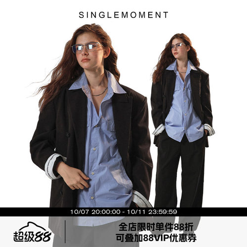 SINGLEMOMENT长袖羊毛西装