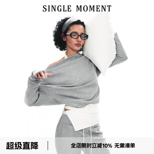 25SS松弛感慵懒设计感斜肩假两件长袖 挂脖背心卫衣 MOMENT SINGLE