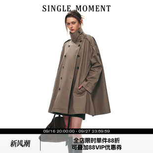 SINGLE MOMENT 26AW法式摩登都市双排扣经典中长款风衣外套上衣女