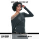 MOMENT 25SS斜肩假两件长袖 T恤打底衫 SINGLE 弹力修身 显瘦上衣女