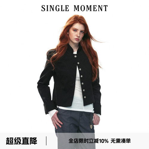 SINGLE MOMENT 26AW法式经典复古设计小立领通勤短款外套上衣女秋