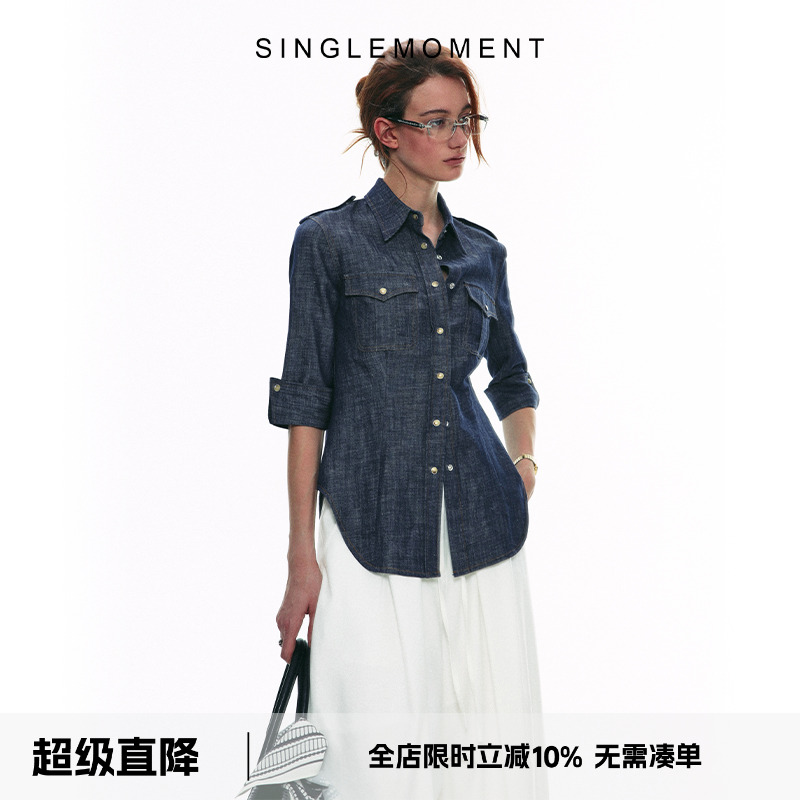 SINGLEMOMENT复古牛仔衬衫