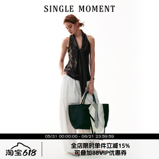 SINGLE MOMENT 26SS法式通勤百搭飘带无袖背心吊带宽松上衣女