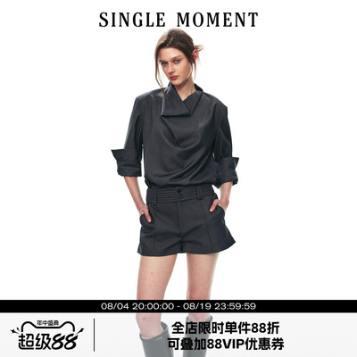 SINGLE MOMENT 26AW法式摩登都市经典荡领通勤气质长袖衬衫上衣女