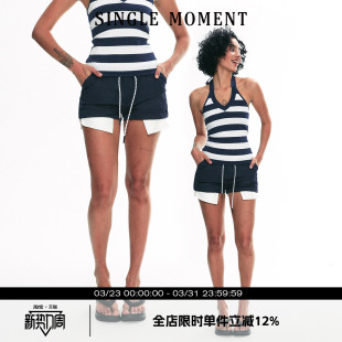 针织休闲运动短裤 SINGLE 天丝假两件泡泡裙棒球裤 25SS夏季 MOMENT