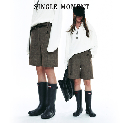 SINGLE MOMENT 25AW法式秋冬时尚通勤百搭毛呢休闲西装直筒中裤女