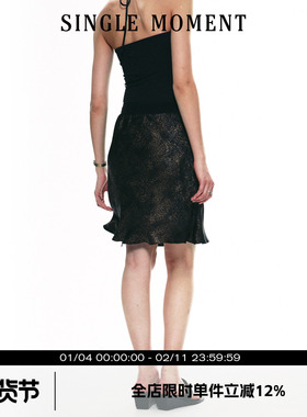 SINGLE MOMENT 25SS夏季法式复古气质优雅豹纹显瘦半身裙包臀裙女