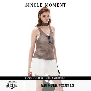 复古休闲透气宽松花纱针织镂空背心上衣女 26SS法式 SINGLE MOMENT