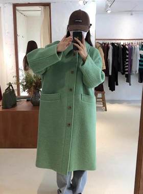 预S 羊绒羊毛翻领毛呢大衣女2025秋冬显瘦气质中长款外套sien*e