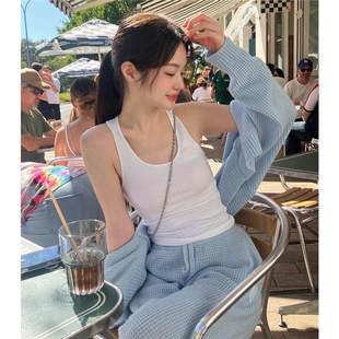 barnn 现货 东大门休闲两件套the 外套女2025春季 纯色华夫格套装