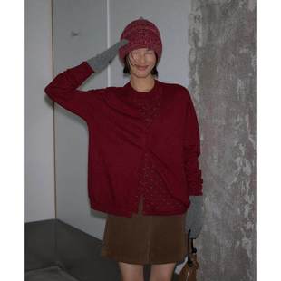 圣诞氛围感绵羊毛波点假两件毛针织衫 女冬上衣251505