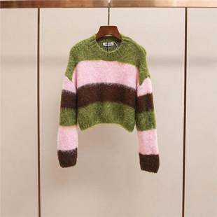深圳南油高端女装 上衣女 韩系小清新森系减龄百搭撞色毛衣针织衫