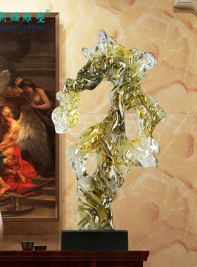 仿琉璃透明树脂雕塑摆件酒店大厅艺术品家居玄关样板房摆件装饰品