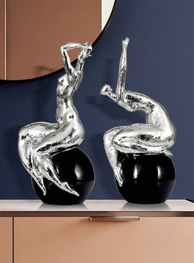 抽象人物摆件售楼处树脂工艺品雕塑展厅创意玄关软装艺术品