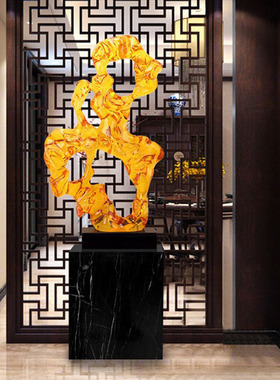 酒店会所餐厅艺术品软装摆件装饰品摆设彩色抽象雕塑玄关透明摆件