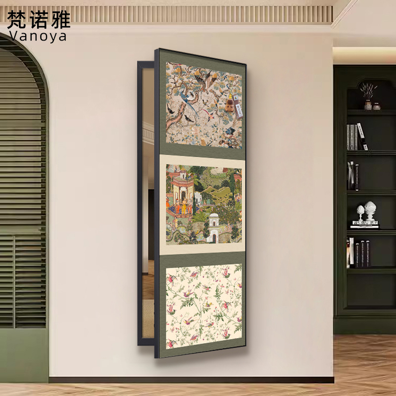 入户全身镜翻开 式开 门隐藏暗藏式壁挂式画 画法式覆古隐形全身