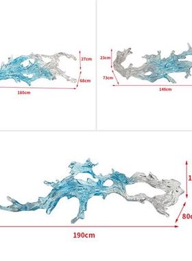 酒店售楼处大堂空中吊顶装饰透明浪花雕塑吊饰树脂摆件挂壁装饰品