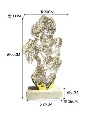 原创玄关新中式招财摆件客厅酒店大堂公司前台办公室透明树脂雕塑