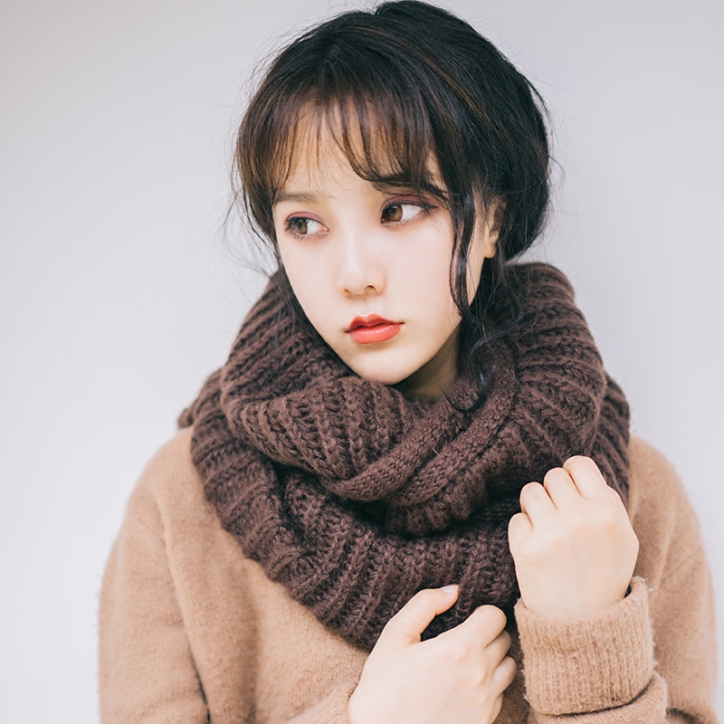 围巾手工编织送男生韩国手工编织黑色围脖男女士秋冬季针织毛线纯