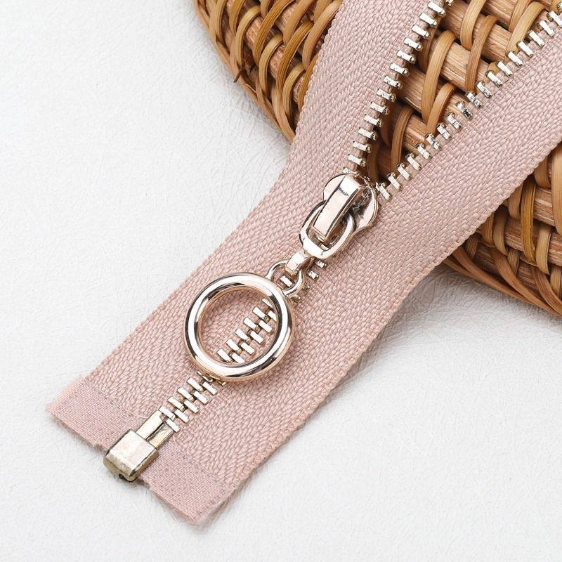 羽绒服拉链专用3号金属开尾拉链铜齿防滑带锁开口长拉锁配件女皮