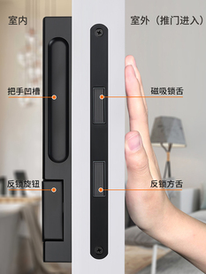 极简隐形门锁单面磁性室内格栅房间卧室木门衣帽间门把手隐蔽门锁