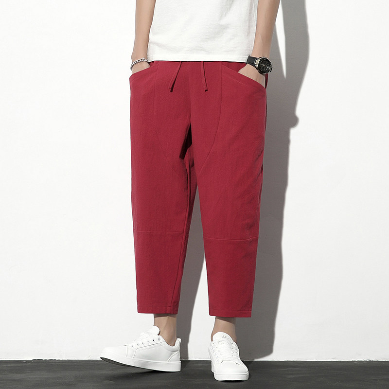 夏季薄款棉麻休闲九分裤中国风男装宽松大L码休闲裤青年百搭哈伦,服饰配件/皮带/帽子/围巾,汉服服配,淘宝优惠券,粉丝福利购,淘宝优惠卷